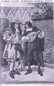 Robert Hooke verrast Samuel Pepys door Charles Edmund Brock