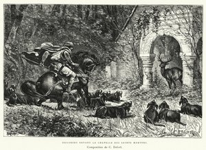 Dagobert Voor de Kapel van de Heilige Martelaren (gravure)