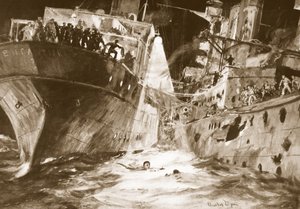 Flight-Lieutenant Rutland redt een gewonde zeeman die in zee was gevallen
