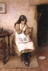 Een meisje lezend door Charles Edward Wilson