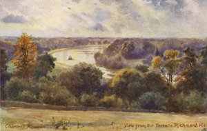Rivier de Theems: Uitzicht vanaf het terras Richmond Hill door Charles Edwin Flower