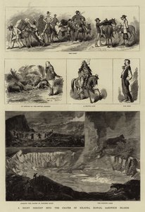 Een nachtelijke afdaling in de krater van Kilauea, Hawaï, Sandwich-eilanden door Charles Edwin Fripp