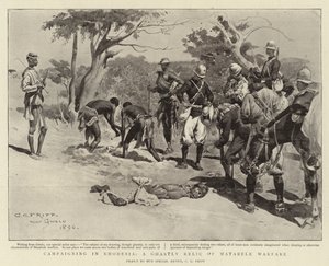 Campagne in Rhodesië, een Gruwelijk Overblijfsel van Matabele Oorlogvoering door Charles Edwin Fripp