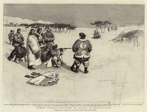Chinese soldaten oefenen op doelen bij Shan-Hai-Kwan door Charles Edwin Fripp