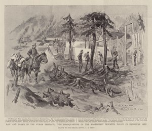 Wet en orde in het Yukon-district, het hoofdkwartier van de North-West Mounted Police in Klondyke City