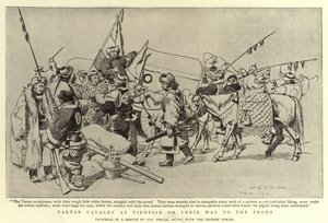 Tartaarse cavalerie in Tientsin op weg naar het front door Charles Edwin Fripp