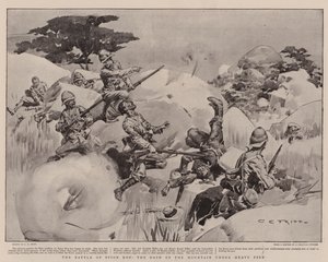 De slag om Spion Kop, de aanval op de berg onder zwaar vuur door Charles Edwin Fripp