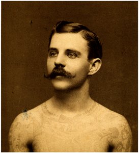 Frank Howard de getatoeëerde man, ca. 1900 door Charles Eisenmann