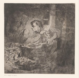 Smid met blaasbalg door Charles Emile Jacque (attributed to)