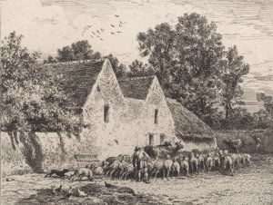 Een Boerderij, 1864 door Charles Emile Jacque