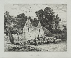 Een boerderij door Charles Emile Jacque
