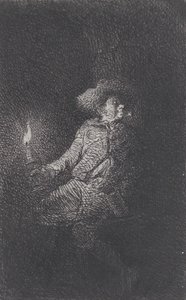 Een Man in een Grot door Charles Emile Jacque