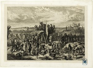 Een royalistisch kampement door Charles Emile Jacque