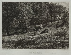 Een Boomgaard door Charles Emile Jacque