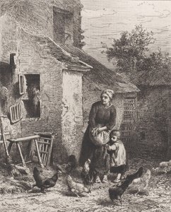 Hoek van de binnenplaats, 1864 door Charles Emile Jacque