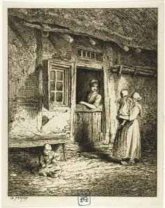 Ingang van een boerenhuis door Charles Emile Jacque