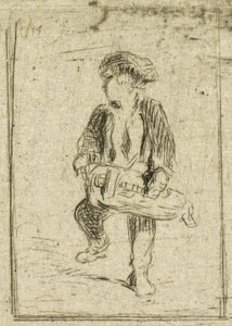 Draailier Speler door Charles Emile Jacque