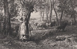 De herderin door Charles Emile Jacque