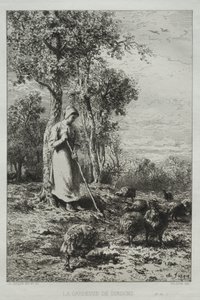 La Gardeuse de Dindons door Charles Emile Jacque