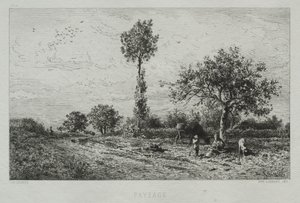 Landschap door Charles Emile Jacque