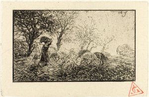 Landschap en Dieren door Charles Emile Jacque