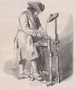 Musée du Louvre, collectie van tekeningen, Le Remouleur, door Watteau, uit Magasin Pitto..., ca. 1852 door Charles Emile Jacque
