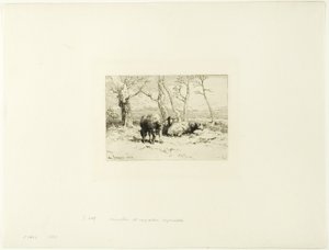 Schapen en Vijf Bomen door Charles Emile Jacque