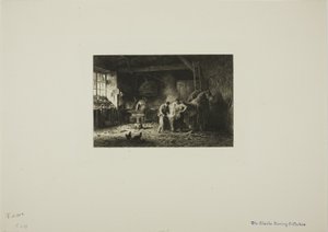 De hoefsmederij door Charles Emile Jacque