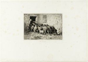 De Schapen Komen Thuis door Charles Emile Jacque