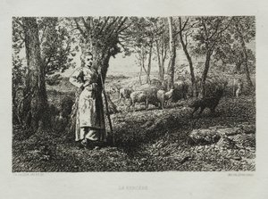 De Herderin door Charles Emile Jacque