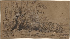 De truffelverzamelaars, ca. 1849 door Charles Emile Jacque