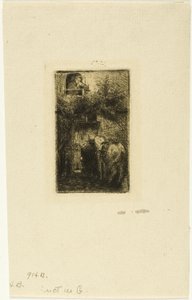 Vrouw bij Raam van Herberg door Charles Emile Jacque