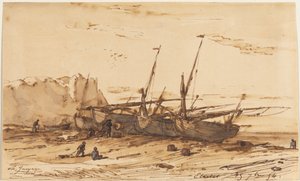 Étretat, 1854 door Charles Emile Jacque