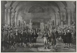 Ontvangst van Napoleon Bonaparte bij het Instituut, klasse natuurkunde en wiskunde, sectie mechanische kunsten op 25 december