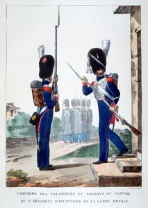 Uniformen van de 2e infanterie van de Franse koninklijke garde, 1823
