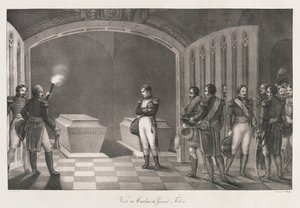 Bezoek aan het graf van Frederik de Grote, begin 19e eeuw