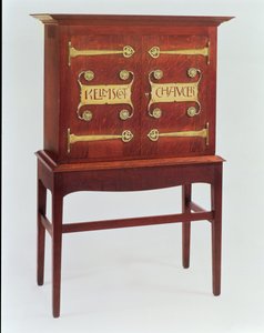 De Kelmscott Chaucer-kast, ontworpen door C.F.A. Voysey (1857-1941) en gemaakt door F. Coote, 1899