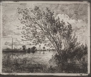 Een groep elzen door Charles Francois Daubigny