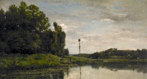 Oevers van de Oise bij Auvers door Charles Francois Daubigny