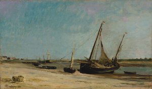 Boten aan de kust bij Étaples