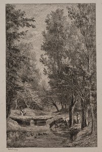 Beek in de Val Mondois, c. 1862 door Charles Francois Daubigny