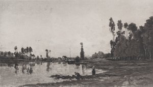 Aan de Rivier, 1865 door Charles Francois Daubigny