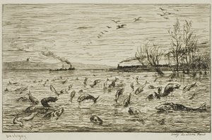 Viering van de vis bij het vertrek van de scheepsjongen (De vis) door Charles Francois Daubigny