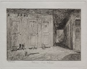 Interieur van een herberg door Charles Francois Daubigny