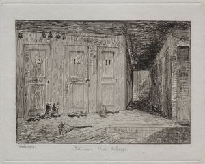 Interieur van een Herberg, 1861 door Charles Francois Daubigny