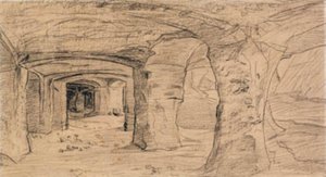 Rotsbogen in de steengroeve bij Auvers-sur-Oise door Charles Francois Daubigny