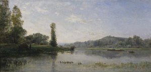 Landschap met een rivier, 1860 door Charles Francois Daubigny