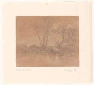 Landschap met drinkende koeien