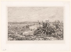 Landschap met rustend vee tussen wijnranken door Charles Francois Daubigny