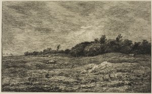 Le Pré des Graves in Villerville (Calvados) door Charles Francois Daubigny